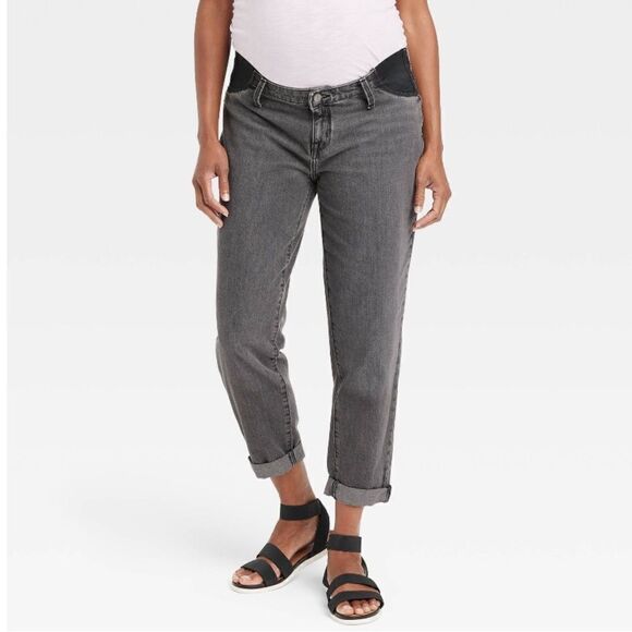 Isabel Maternity Jeans Under Belly Boyfriend Fit Black Wash Size 12 NWT - Picture 1 of 8